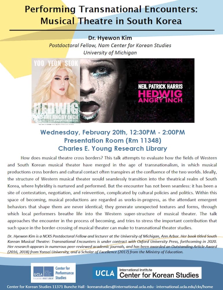 Performing Transnational Encounters: Musical Theater in South Korea Flyer
